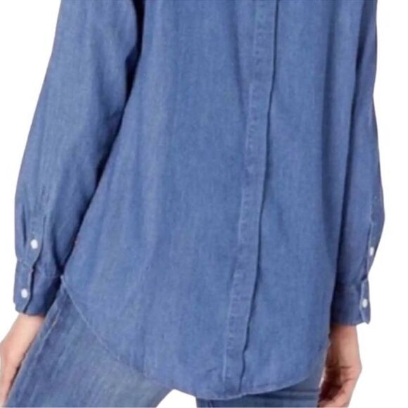 LEVI’S Women’s Boyfriend Chambray Button Back Button Up Shirt L - Picture 5 of 10